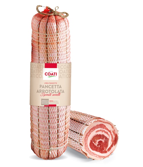 pancetta arrotolata saporita avvolta carta